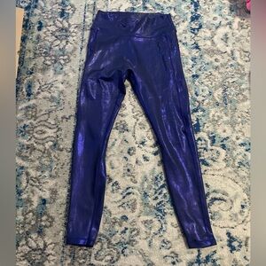 Curves and Combatboots blue shimmer leggings